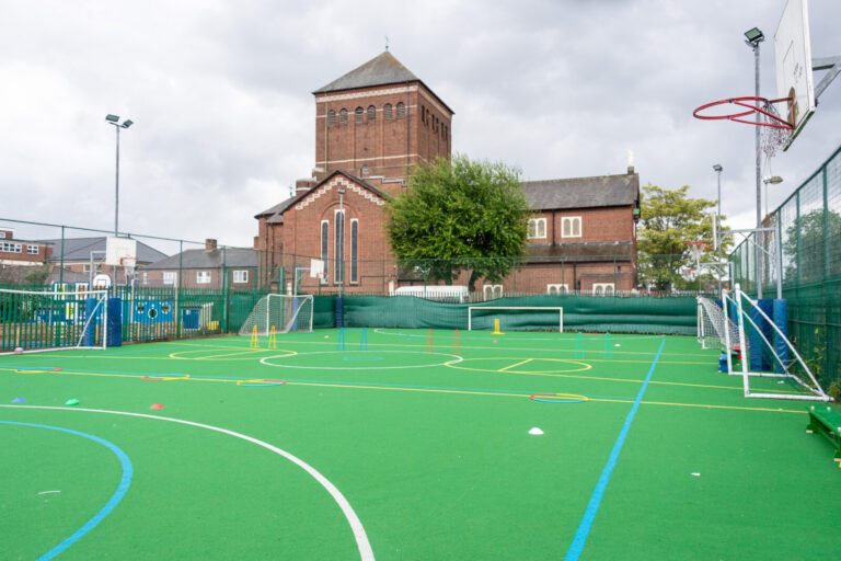 a picture of the school's astro turf